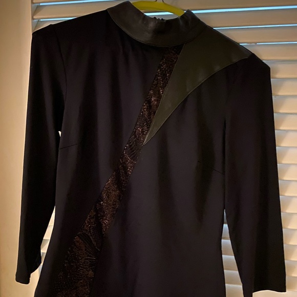 Black Versace Vintage Lace Leather Top Size S - Picture 2 of 8